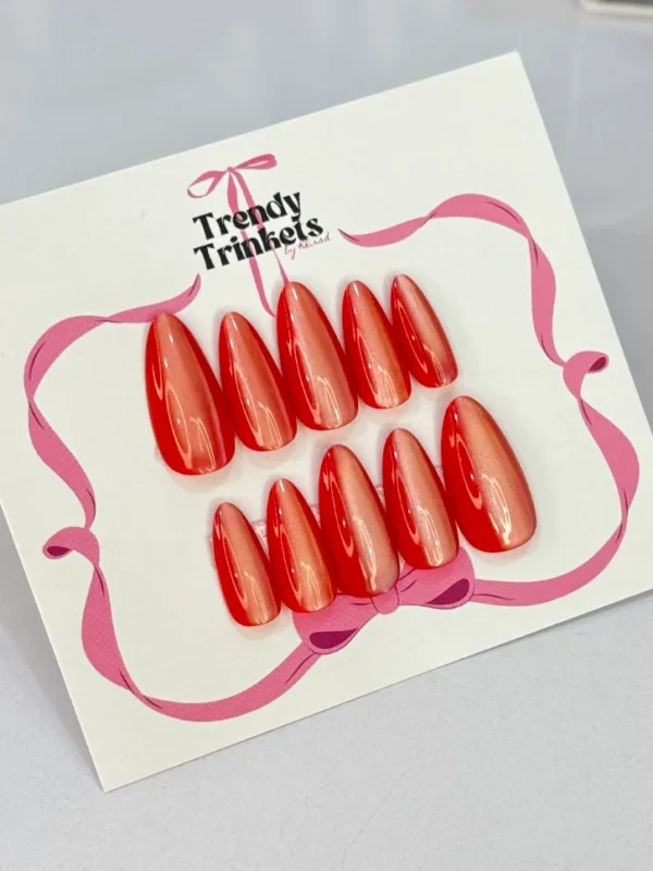 Cat-Eye AL-TTBK-0009 RED press-on nails | Trendy Trinkets